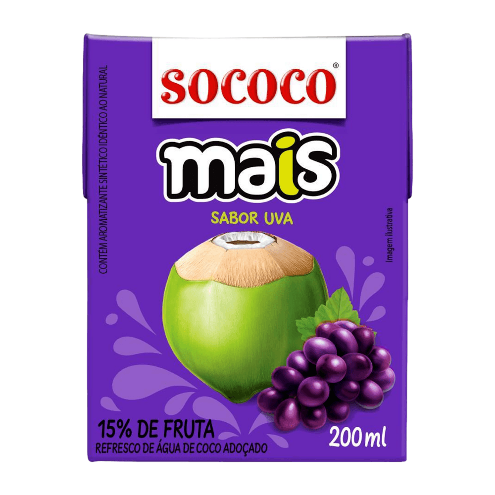 Água De Coco Uva Sococo Mais 200ml